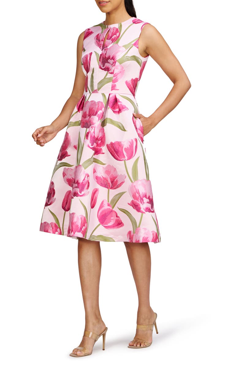 Kay Unger Farryn Fit & Flare Cocktail Dress, Alternate, color, Light Lilac Multi