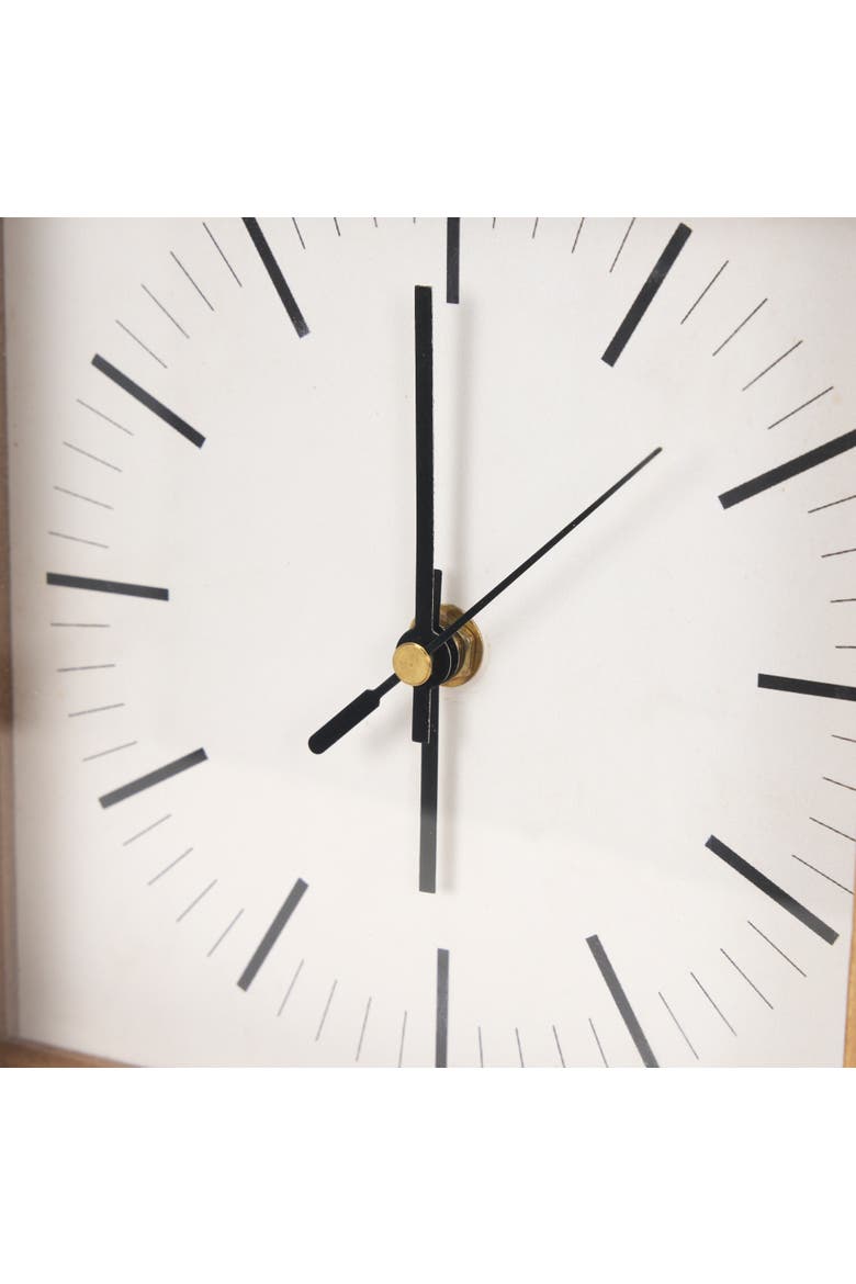 Renaya Wood w/ Metal Base Table Clock, Alternate, color, Brown