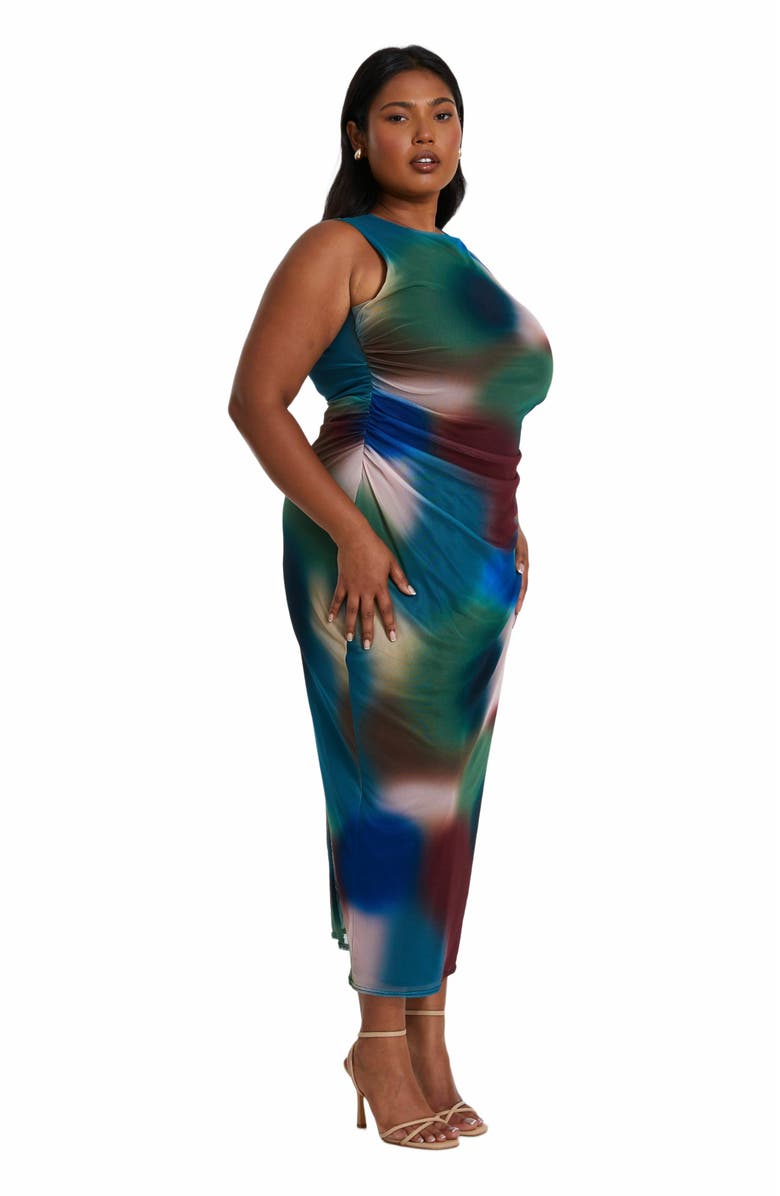 QUIZ Mesh Air Brush Round Neck Maxi Dress, Alternate, color, 