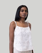 Reistor Women's Tie-up Embroidered Camisole Top - White - Large