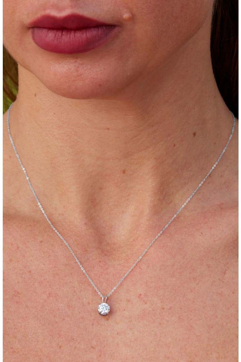 10K Gold Moissanite Solitaire Pendant Necklace, Alternate, color, SILVER