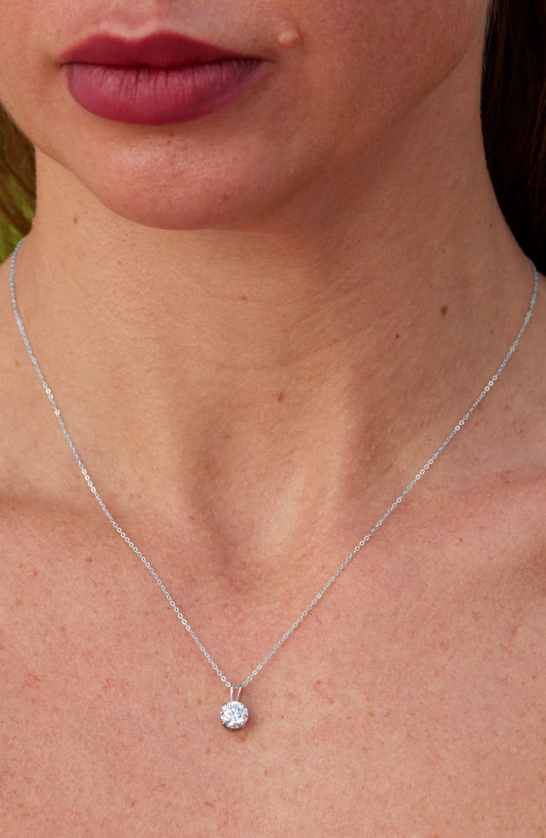 SAVVY CIE JEWELS 10K Gold Moissanite Solitaire Pendant Necklace, Alternate, color, Silver