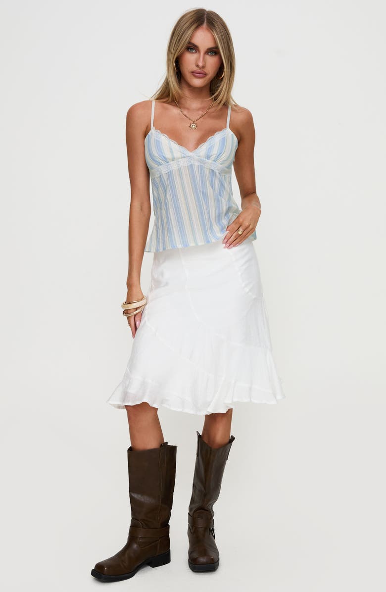 Princess Polly Lunya Stripe Lace Trim Camisole, Alternate, color, Blue Stripe