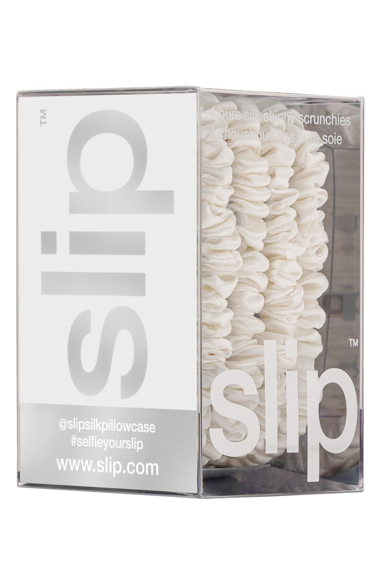 slip 4-Pack Skinny Silk Scrunchies, Alternate, color, White