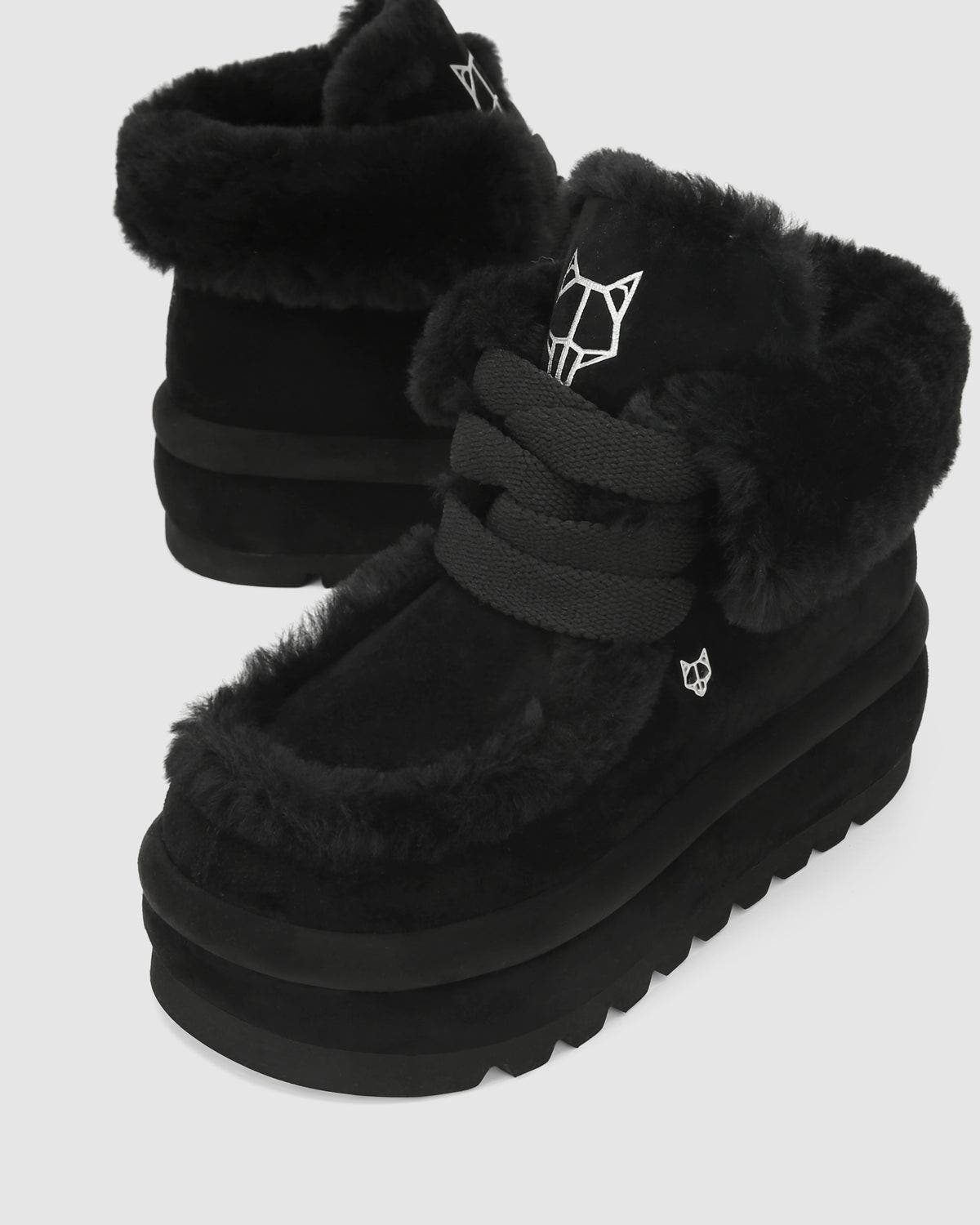Naked Wolfe Bambi Tan Suede/Shearling, Alternate, color, Black