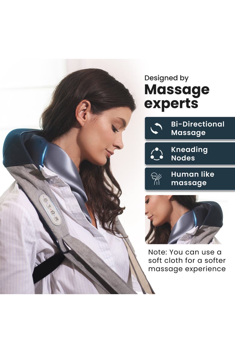 Wave Neck and Back Massager with App Control, Alternate, color, Blue