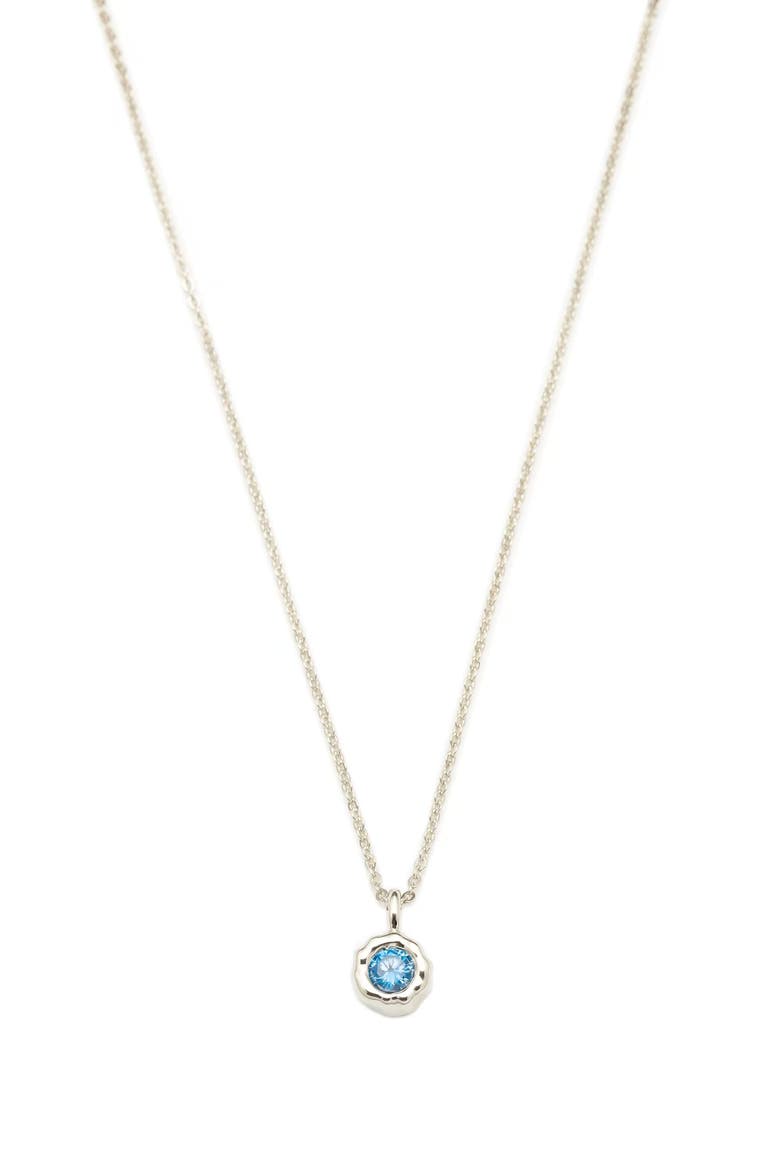 Skyler Molten Solitaire Cubic Zirconia Pendant Necklace, Main, color, Gold/Blue