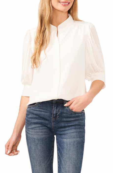 CeCe Puff Sleeve Button-Up Shirt