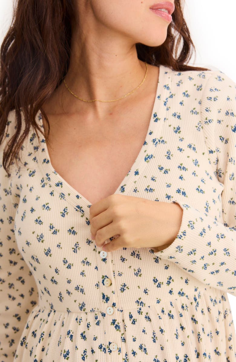 HATCH The Printed Waffle Nursing Dress, Alternate, color, Forget Me Not Floral