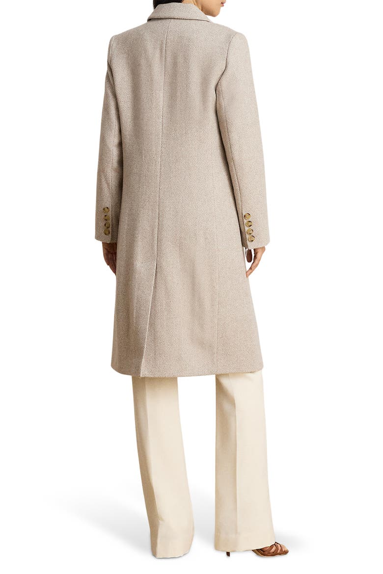 Double Breasted Wool Blend Coat, Alternate, color, TRUFFLE BROKEN TWILL