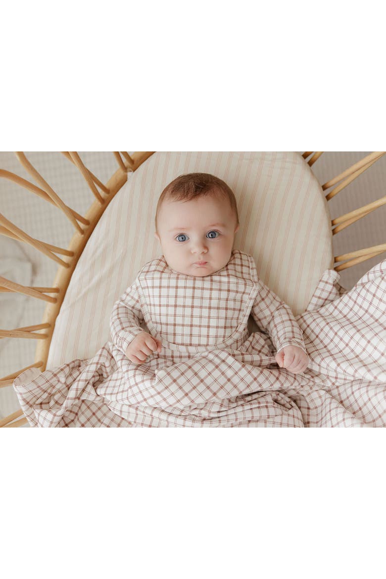 Modal French Terry Plaid Sheep Collection - Footie, Alternate, color, Mauve