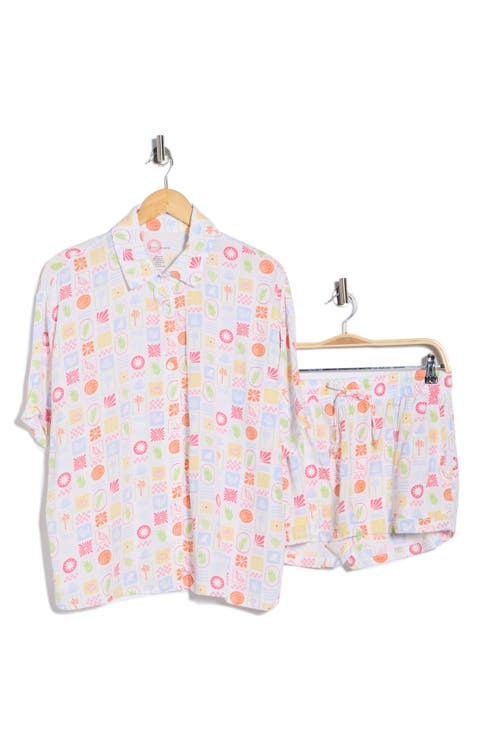 Pocket Cabana Button-Up Shirt & Shorts Cover-Up Set