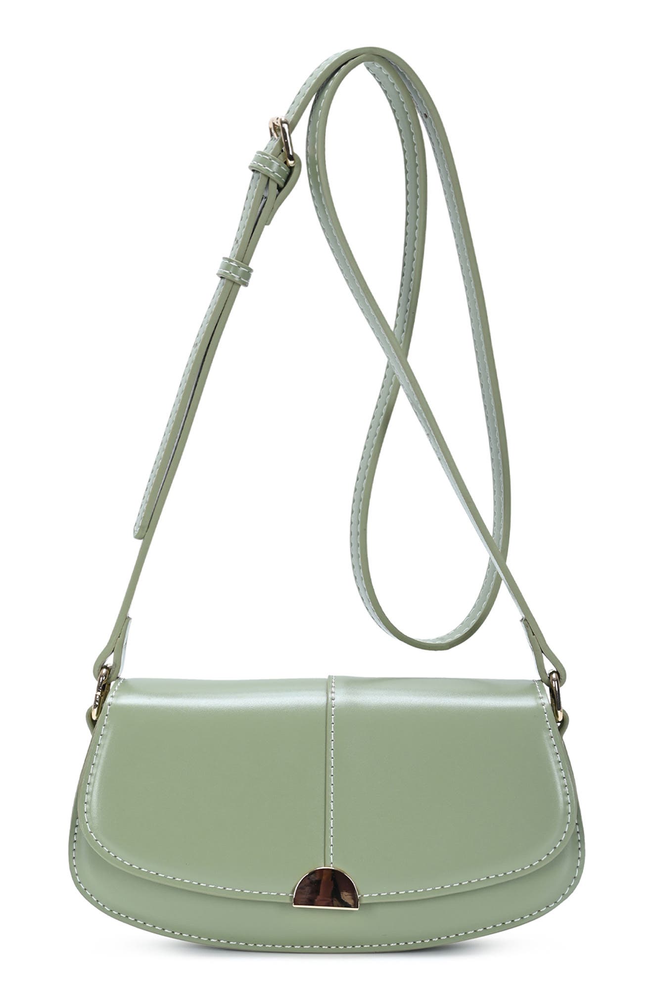 Flap Front Faux Leather Crossbody Bag