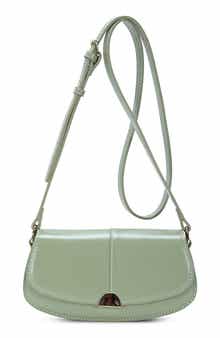 Flap Front Faux Leather Crossbody Bag