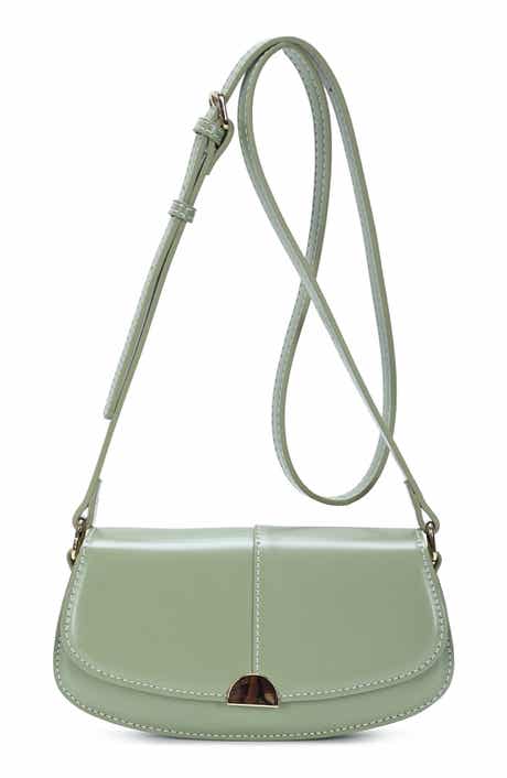 Flap Front Faux Leather Crossbody Bag