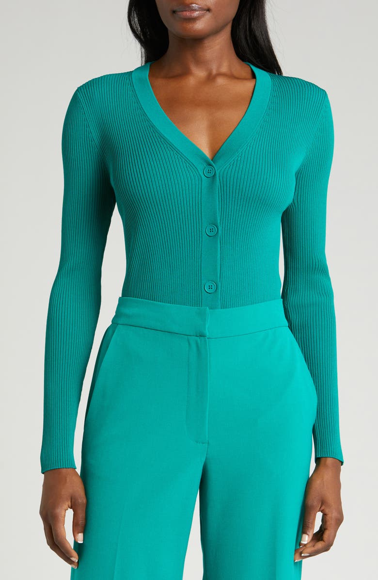 Halogen<sup>®</sup> Rib Cardigan, Main, color, Miami Green
