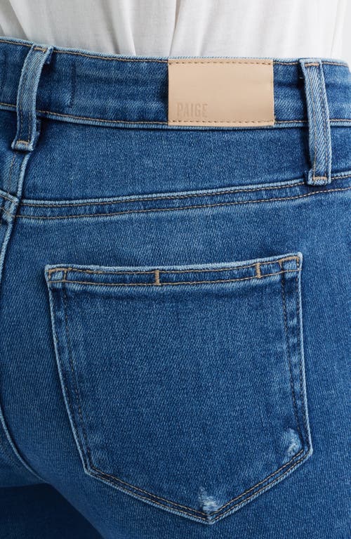 Paige Petites Laurel Canyon High Rise Bootcut Jeans In Rock Show Distressed In Blue