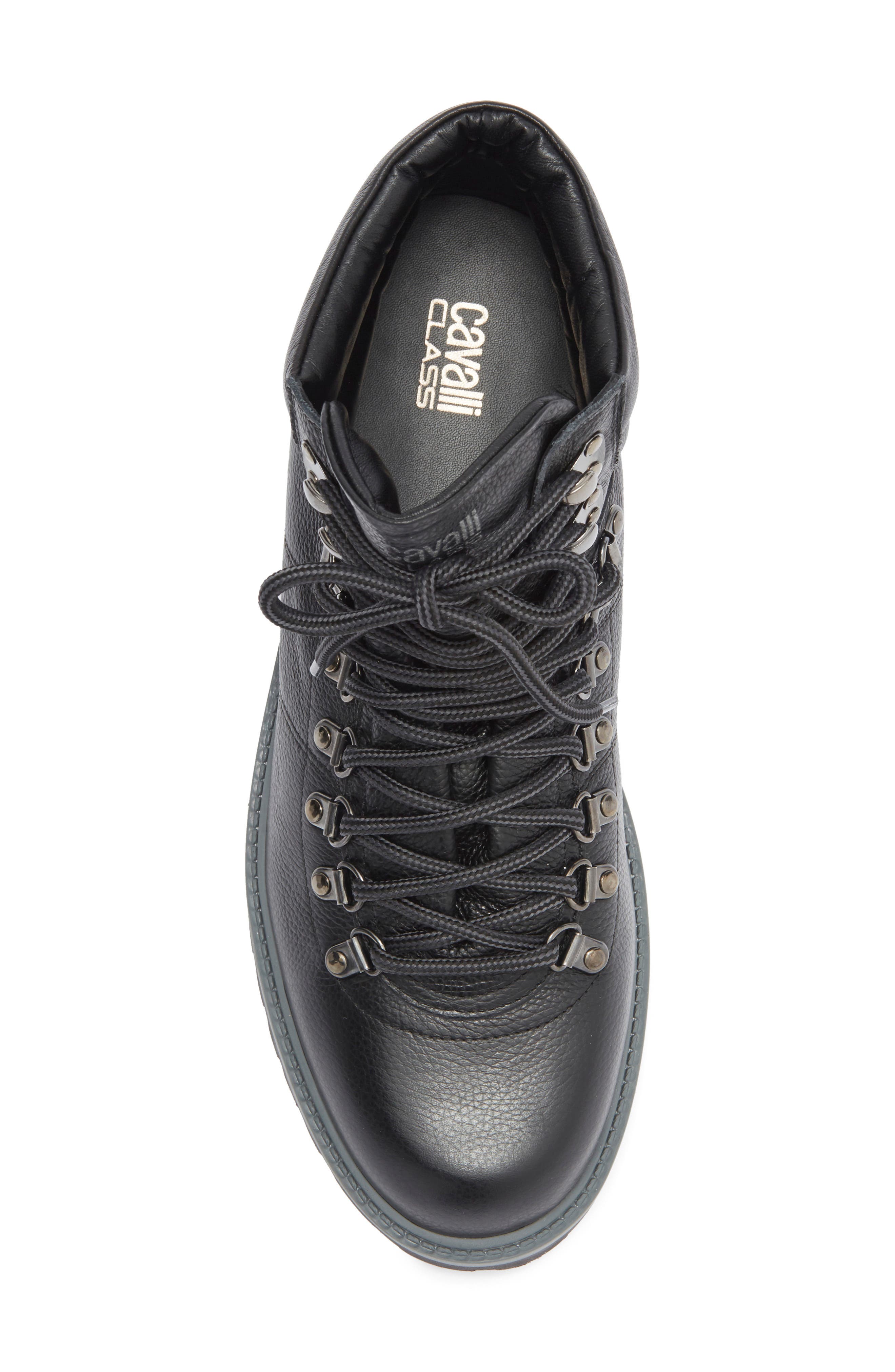 Roberto Cavalli Braises Hiking Boot, Alternate, color, Leather Black