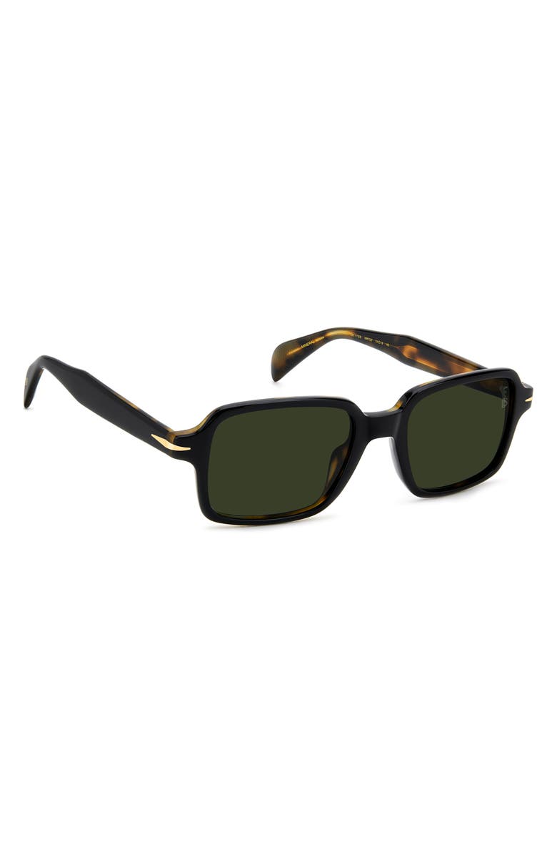 David Beckham Eyewear 51mm Rectangular Sunglasses, Alternate, color, Black Havana/ Green