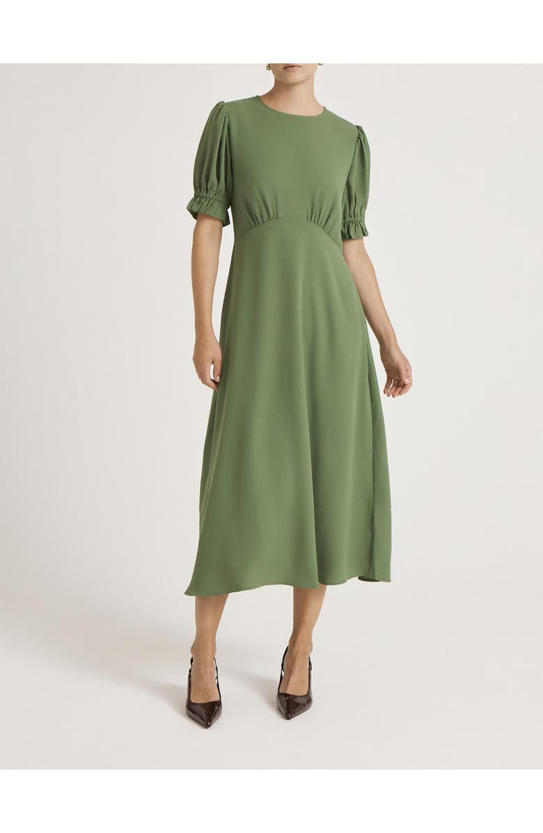 Finery London Mela Chiffon Midi Tea Dress, Alternate, color, Green