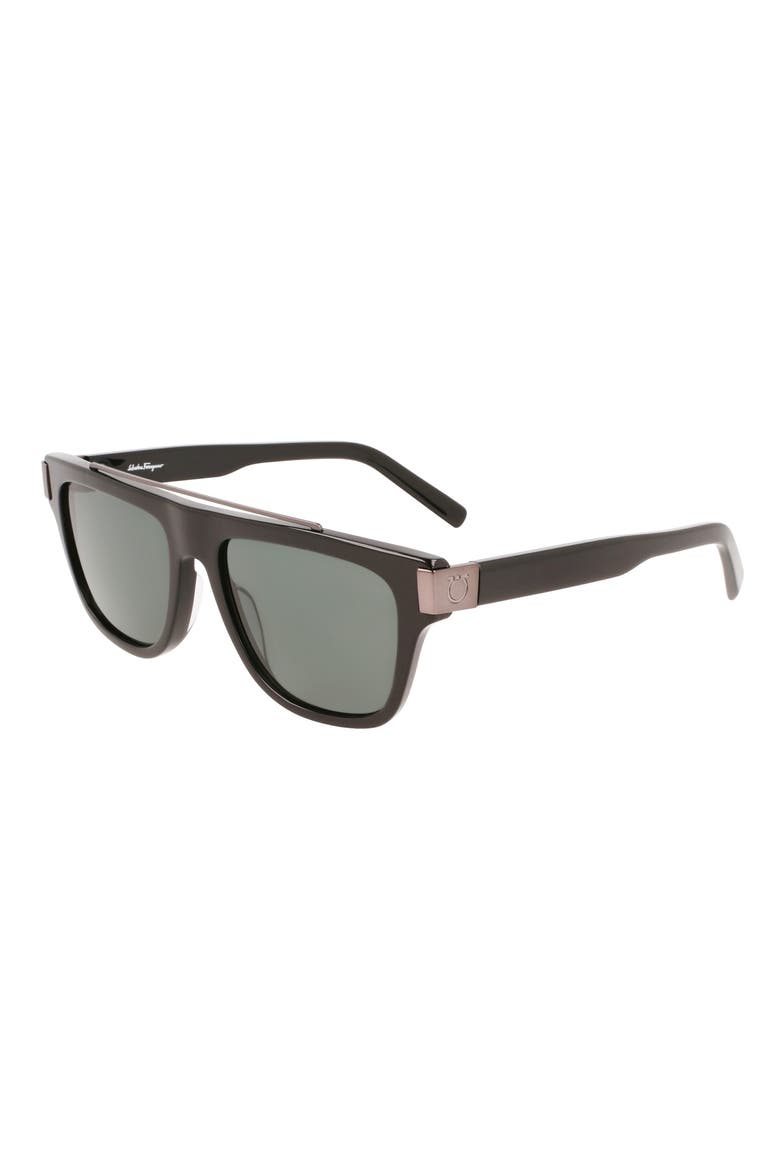 Gancini 54mm Rectangular Sunglasses, Alternate, color, BLACK