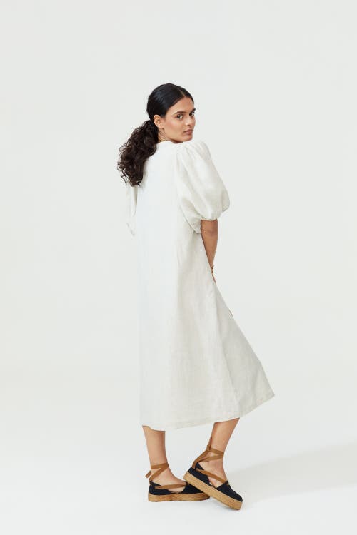 Lanhtropy Bubble Linen Dress In Natural In Natural