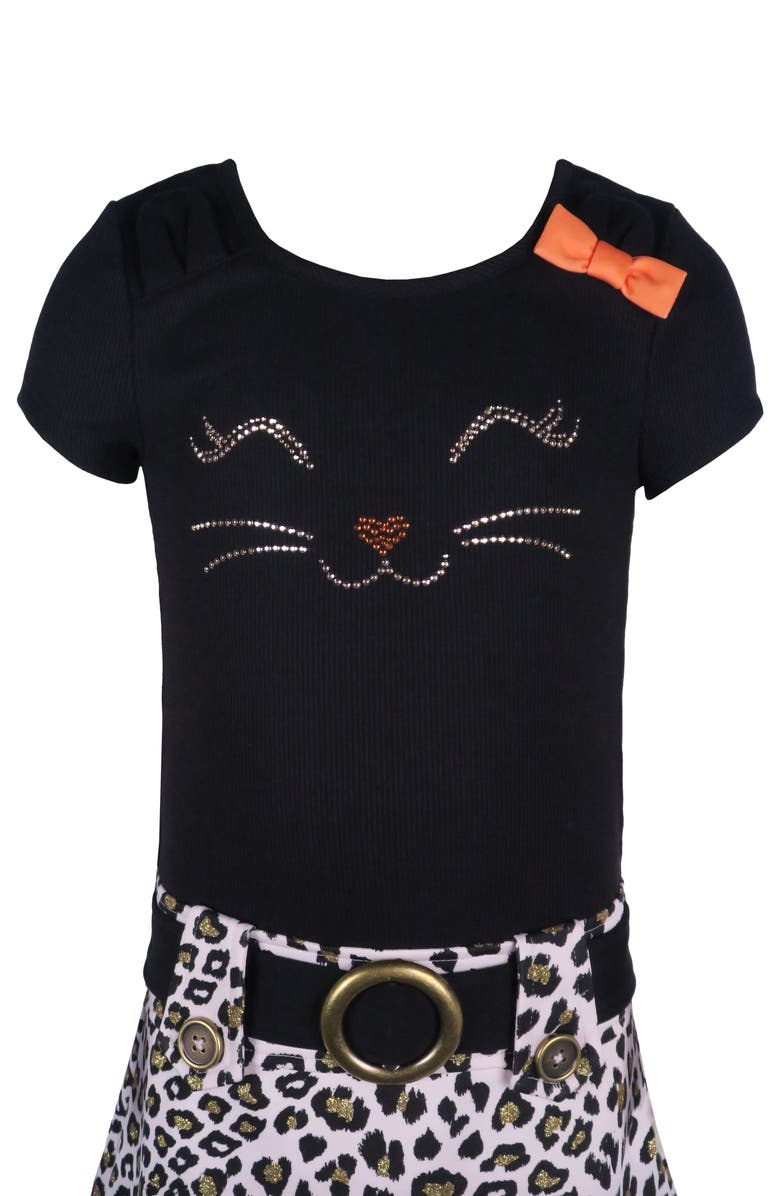 Zunie Kids' Marsha Cat Halloween Dress with Headband, Alternate, color, Black/ Tan