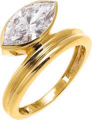BY ADINA EDEN Lab Grown Diamond Marquise Elevated Pave Band Ring 14K