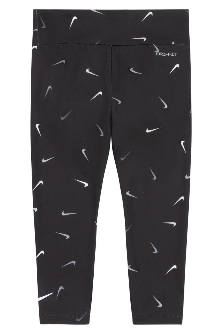 Kids' Swoosh Leggings, Main, color, BLACK
