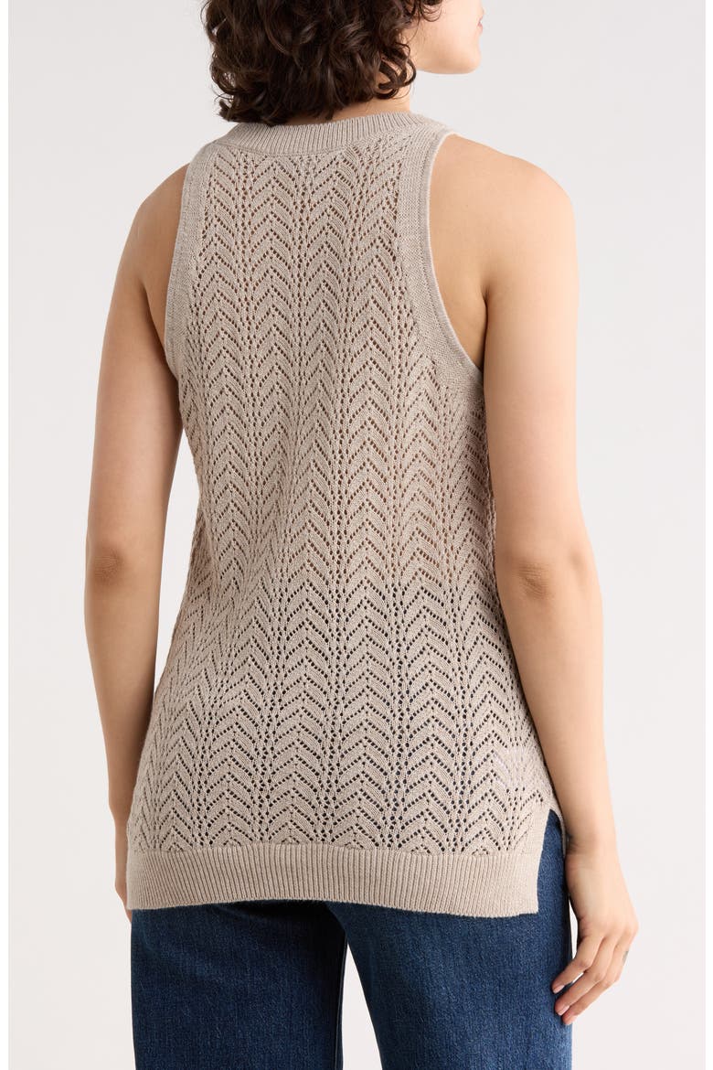 Pointelle Halter Neck Sweater Tank, Alternate, color, NATURAL
