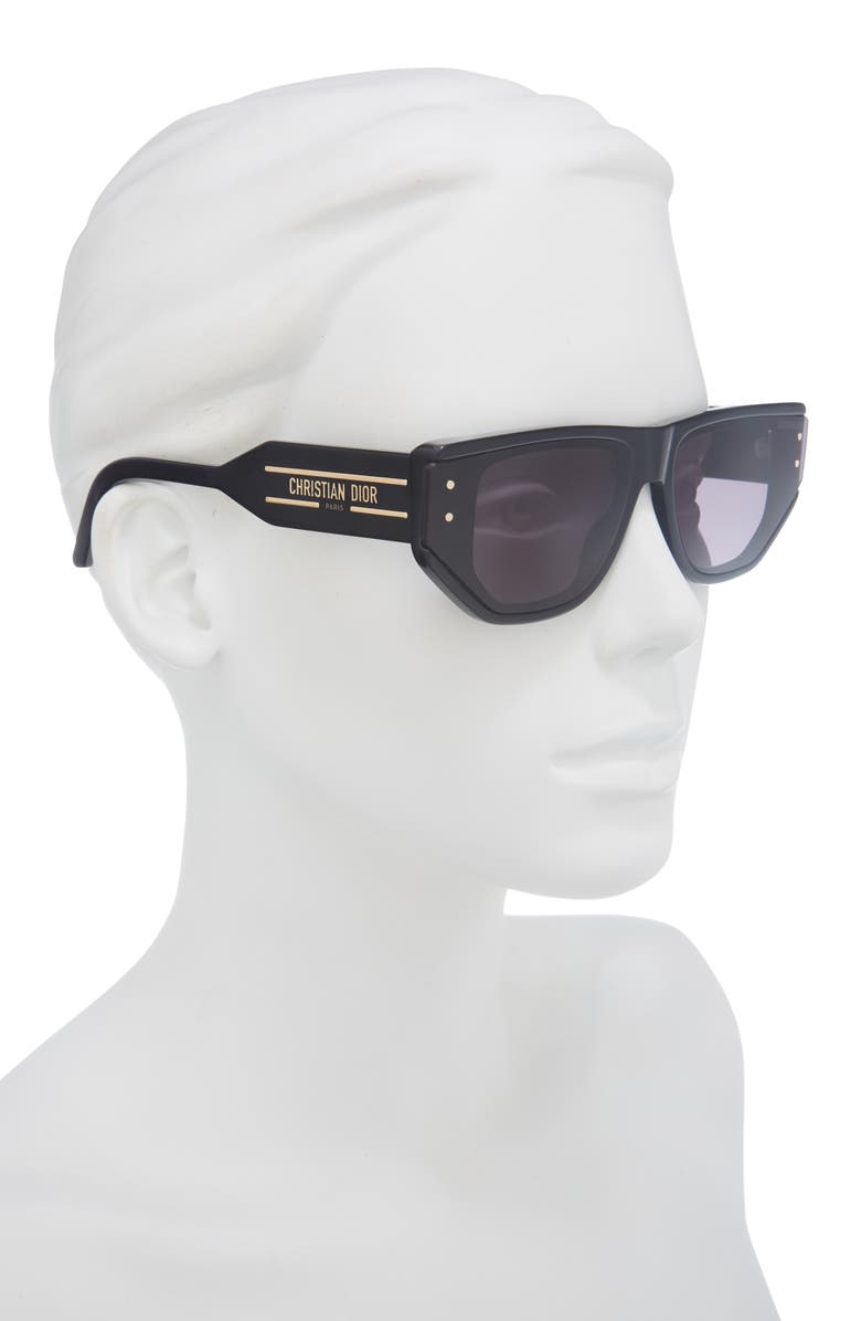 DIOR Signature S15I 63mm Oversize Cat Eye Sunglasses, Alternate, color, Shiny Black / Smoke