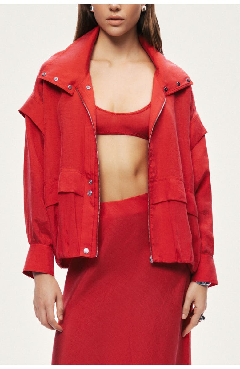 Nocturne Relaxed Zip Up Jacket, Main, color, Red