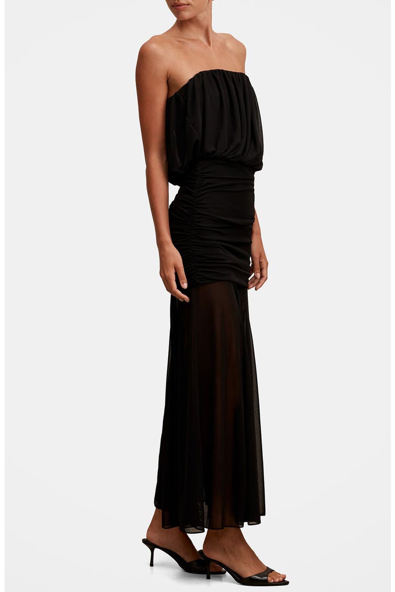 Bandeau Draped Maxi Dress, Alternate, color, BLACK