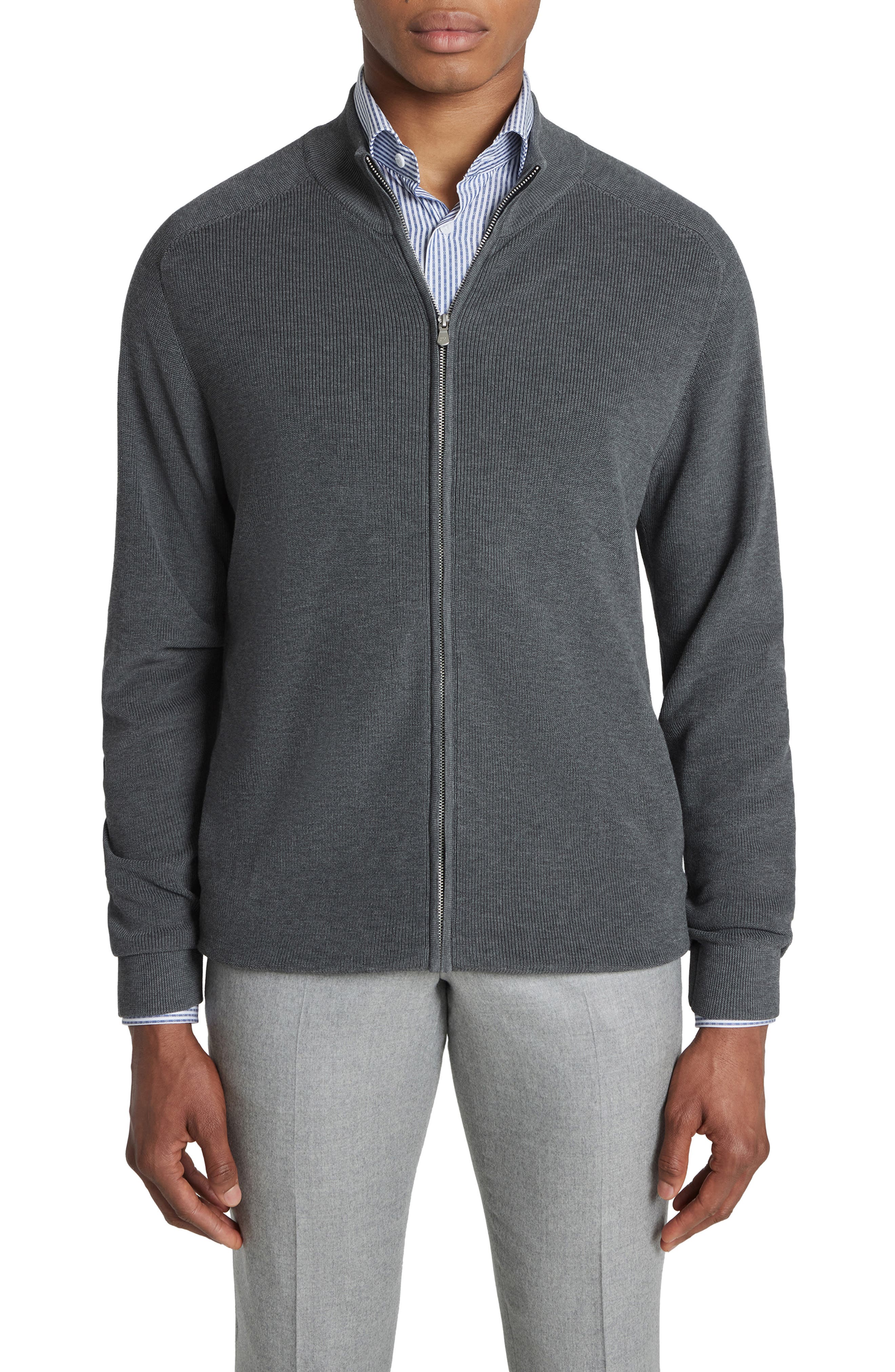 Jack Victor Murray Organic Cotton & Silk Zip Cardigan