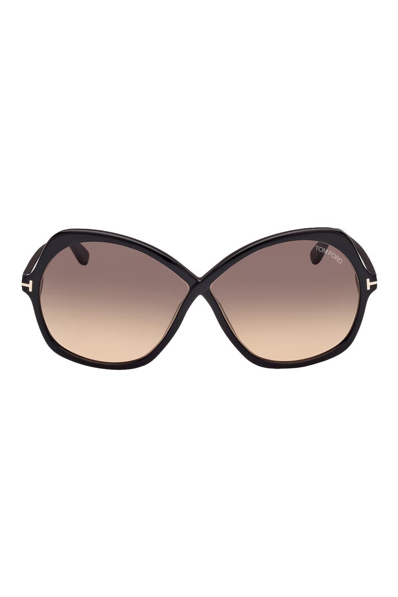 Rosemin 64mm Gradient Oversize Butterfly Sunglasses, Main, color, SBLK/SMKG