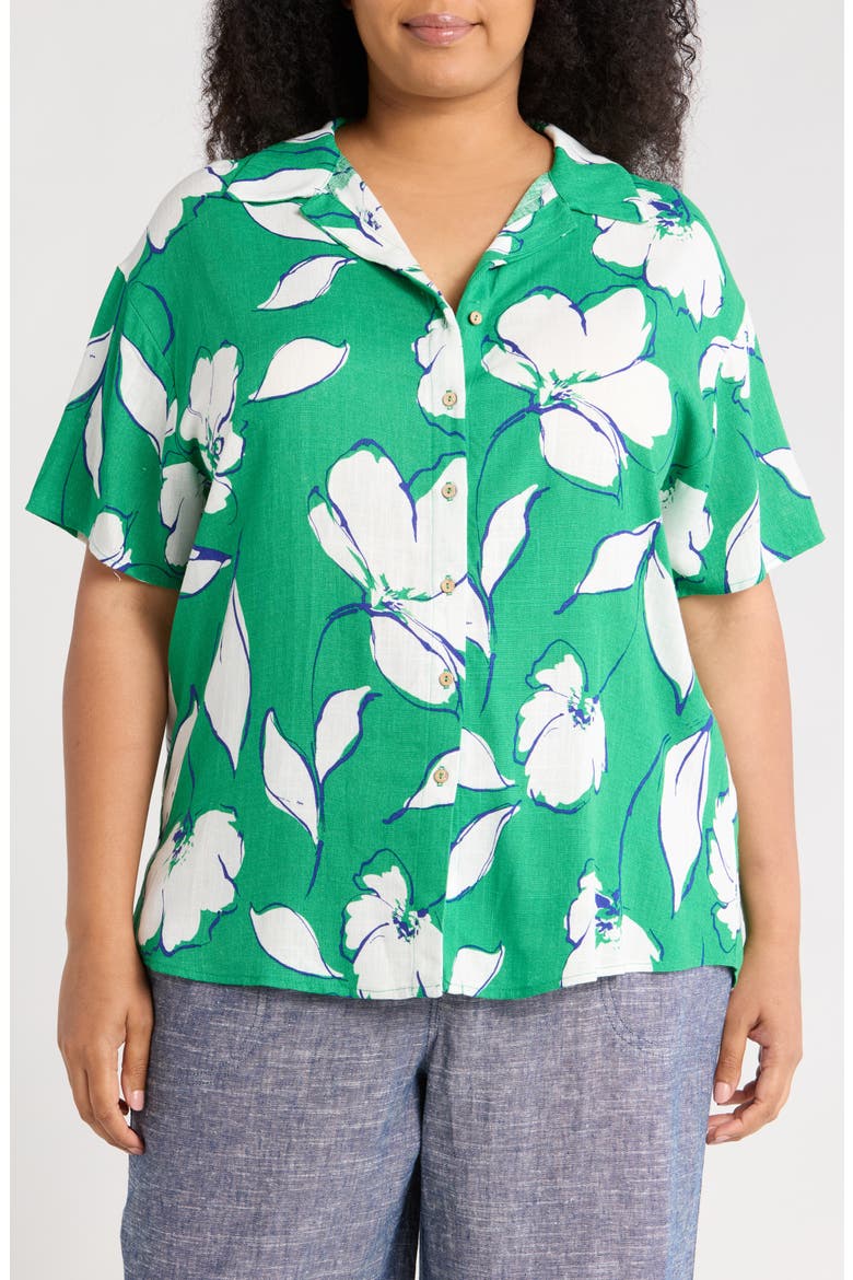 Floral Camp Shirt, Main, color, GREEN