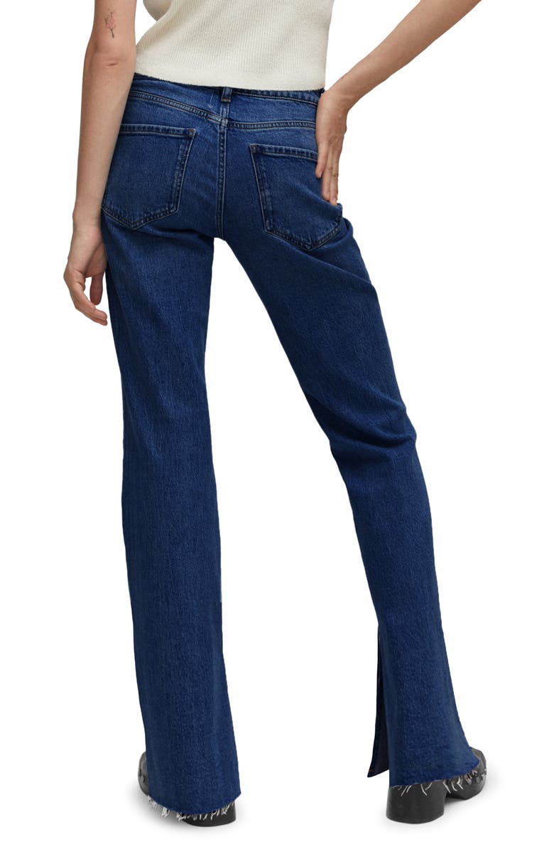 MANGO Split Raw Hem Mid Rise Straight Leg Jeans, Alternate, color, 