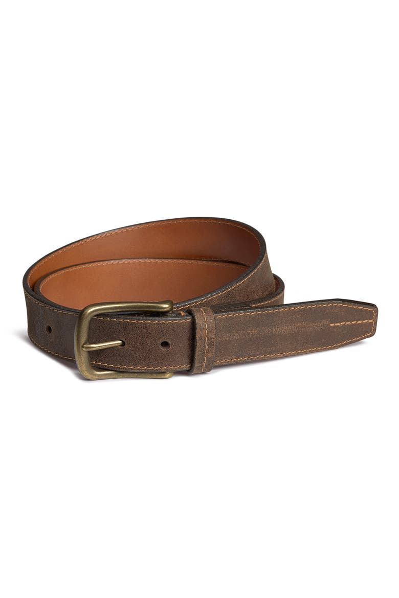 Leather Belt, Main, color, WALNUT