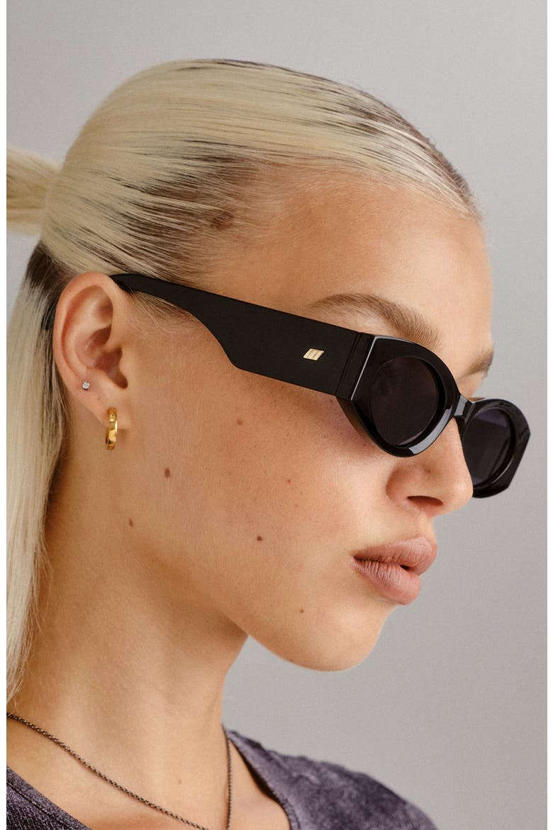 Mermaiden 52mm Rectangular Sunglasses, Alternate, color, BLACK