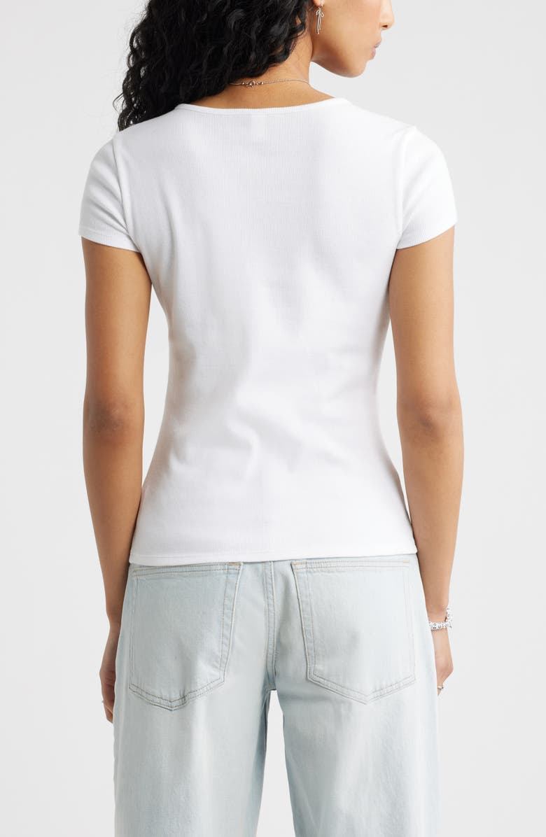 BP. Short Sleeve Rib Knit Cardigan, Alternate, color, White