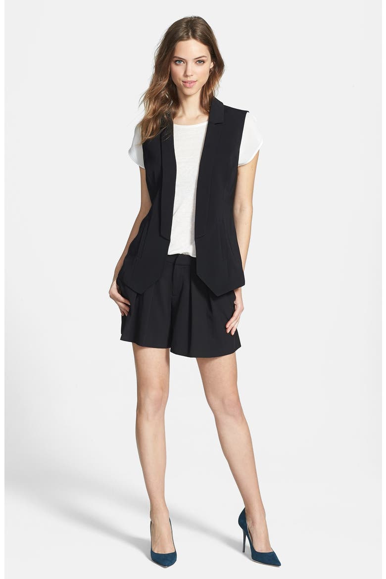 Pleat Front Shorts, Alternate, color, BLACK
