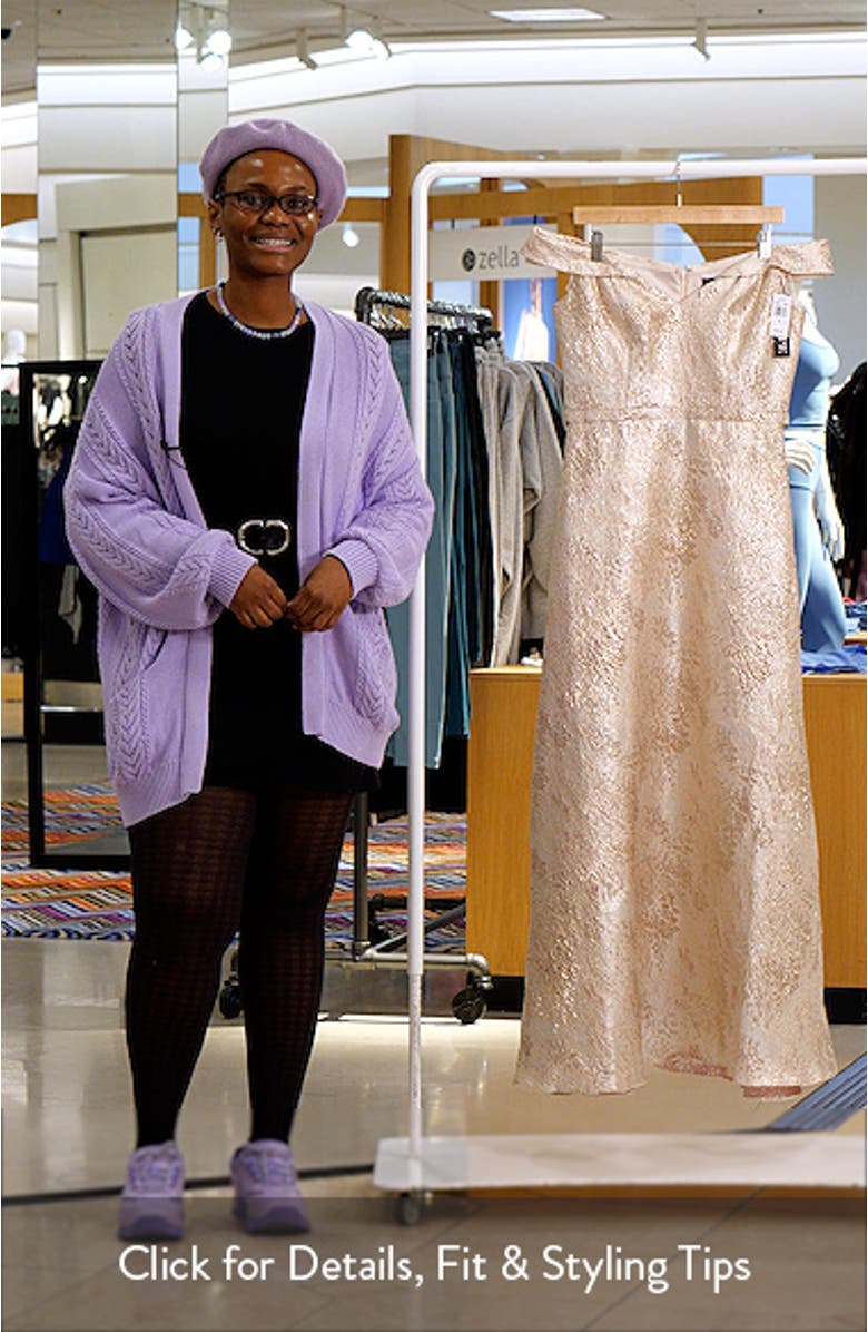 Jacquard Metallic Off the Shoulder Ballgown, sales video thumbnail