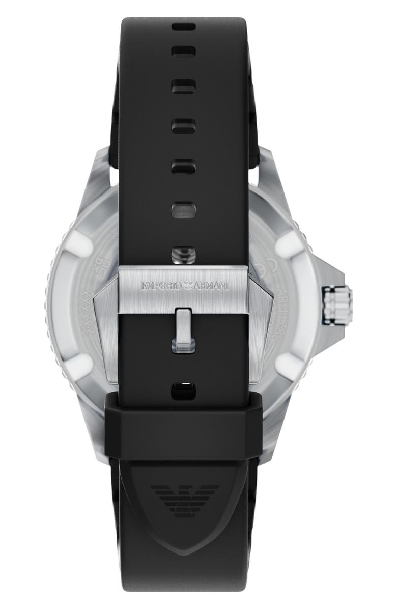 Emporio Armani World Explorer Solar Silicone Strap Watch, 42mm, Alternate, color, Black