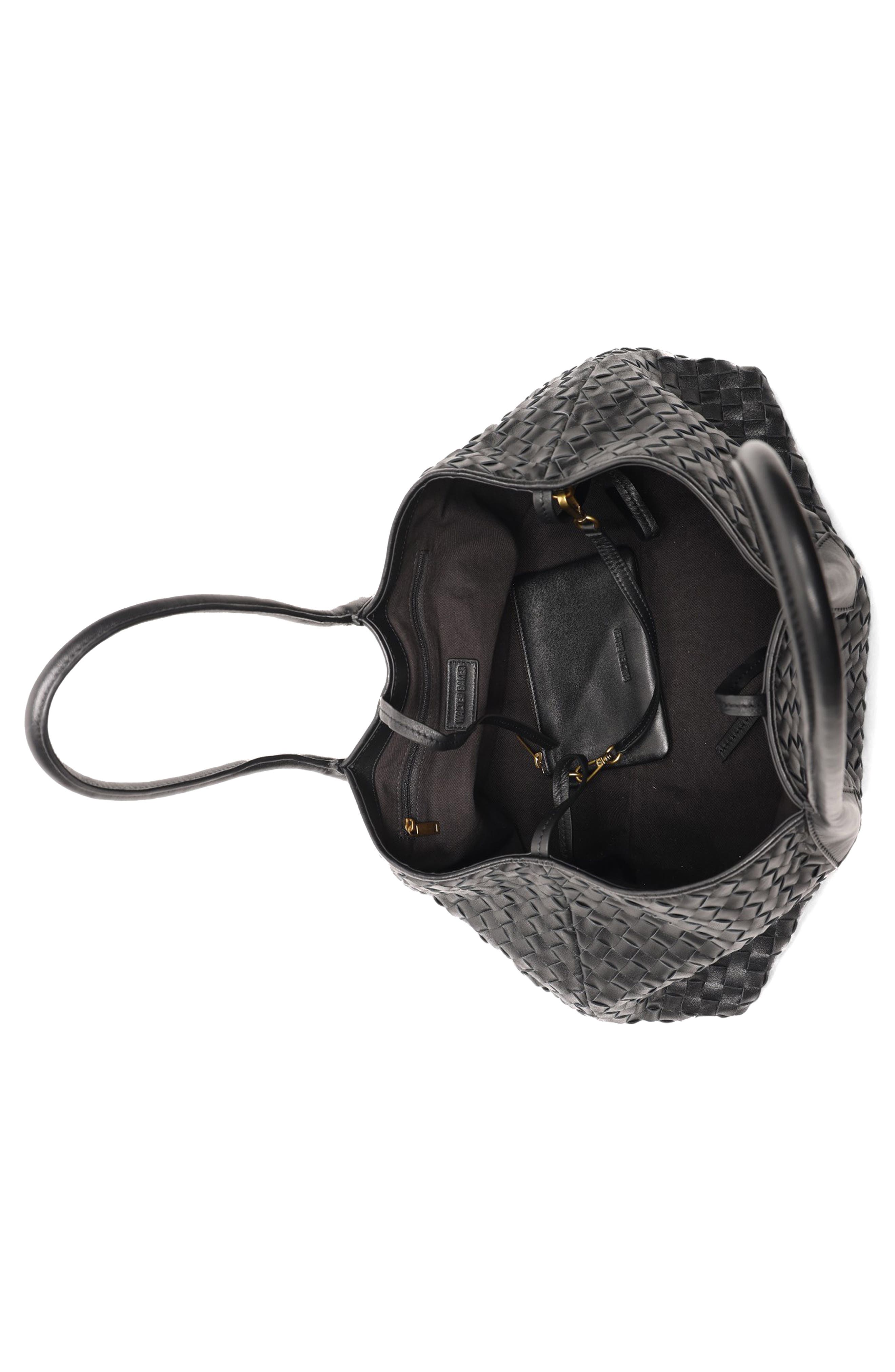 Walter Baker Alina Large Woven Leather Tote Bag, Alternate, color, Black