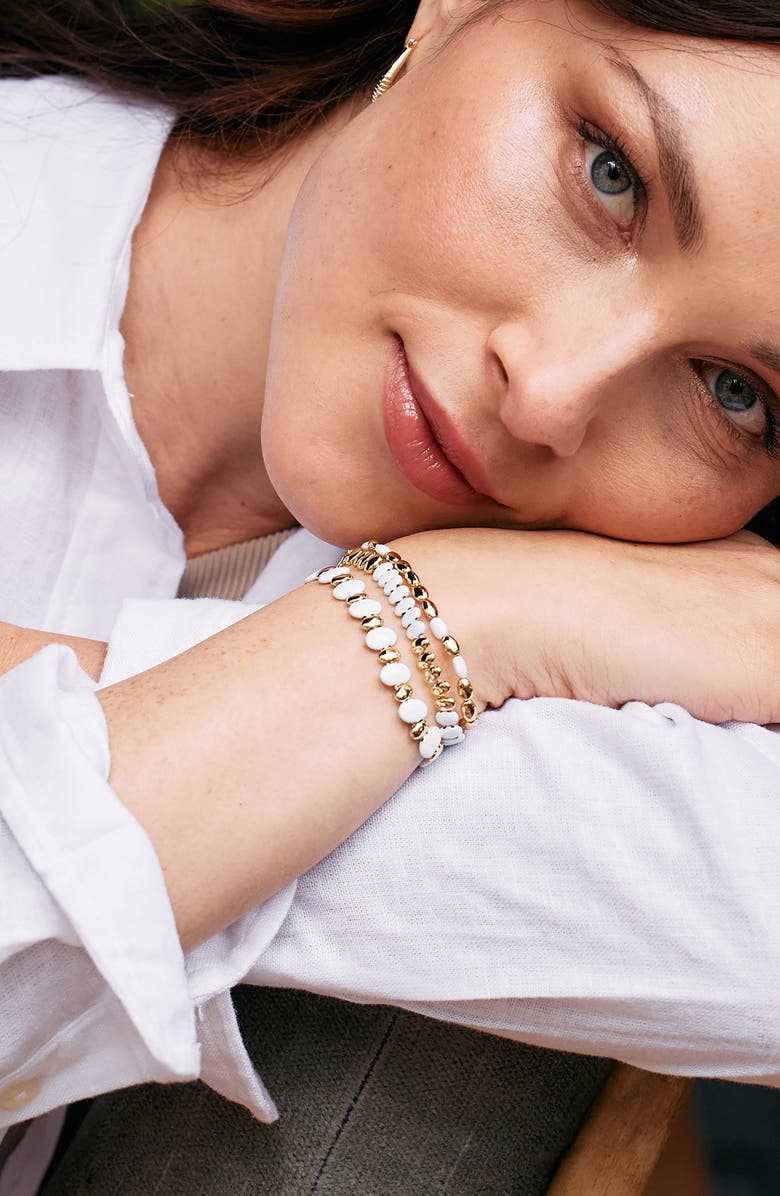 Brook and York Monterey Set of 3 Beaded Bracelets, Alternate, color, Gold/ White