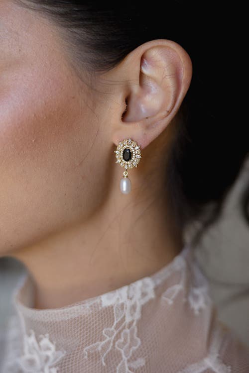 Untamed Petals Gilded Pearl Drop Earrings In Gold