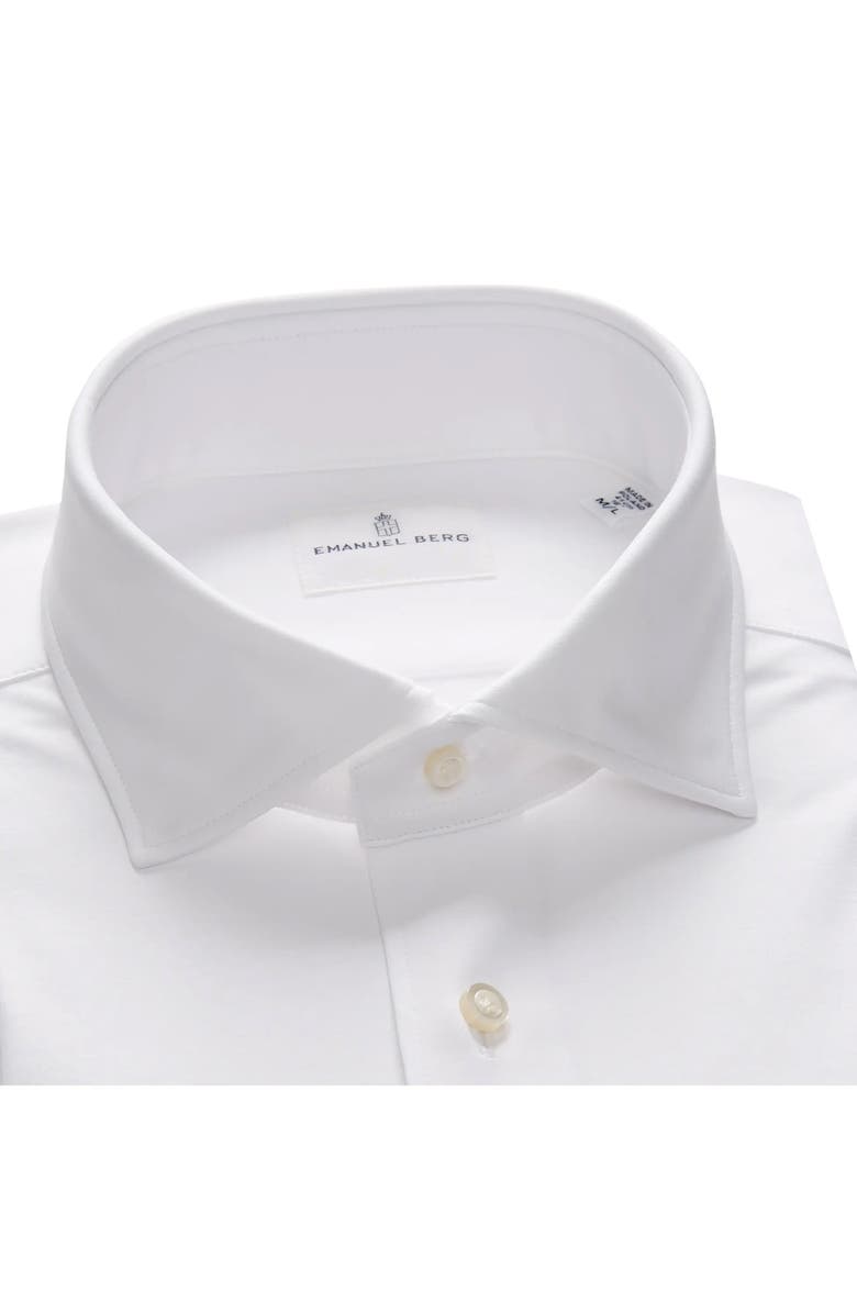 Emanuel Berg 4Flex Modern Fit Solid White Knit Button-Up Shirt, Alternate, color, White