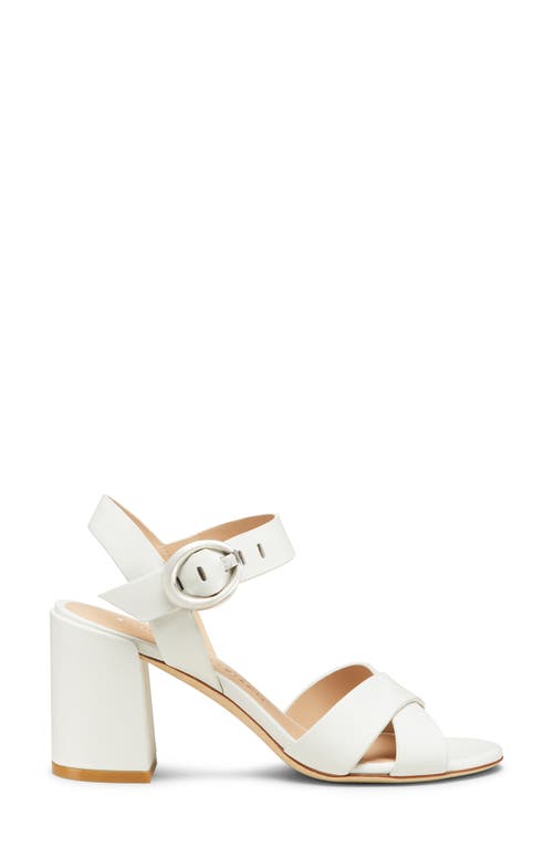 Stuart Weitzman Benni Leather Crisscross Ankle-strap Sandals In White.