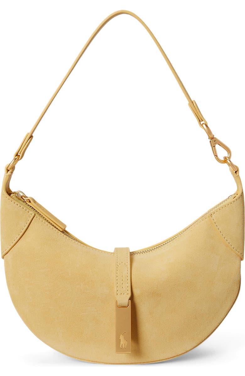 Polo Ralph Lauren Mini Polo ID Suede Shoulder Bag, Main, color, Lemon Meringue