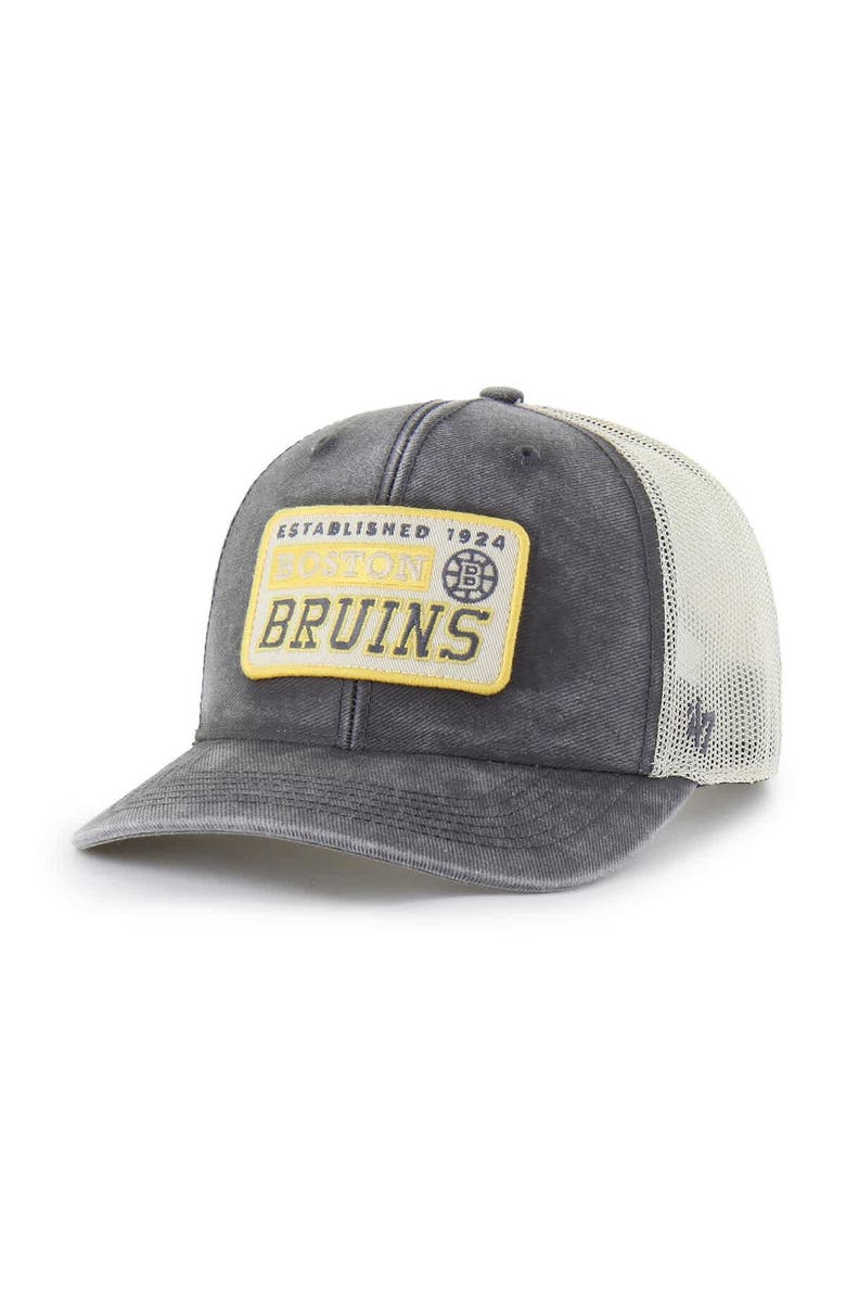 '47 Men's '47 Charcoal Boston Bruins Canteen Pigment Dyed Patch Trucker Adjustable Hat, Main, color, Charcoal